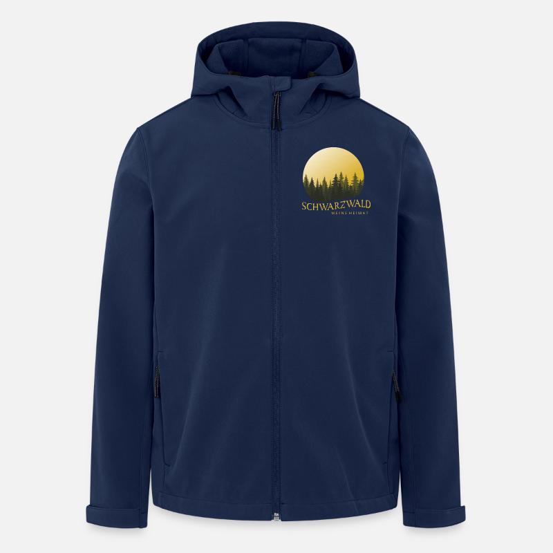 Paysage forestier Coucher de soleil Forêt Noire - Veste softshell homme en polyester recyclé Stanley/Stella - marine