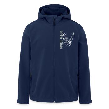 Skeleton Skull with Bass Guitar and Saying More Bass - Men’s Recycled Softshell Jacket by Stanley/Stella - navy - Front - AI Model Male 185 light (185cm)