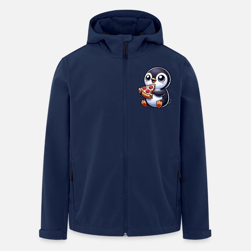 Mignon pingouin pizza dessin animé - Veste softshell homme en polyester recyclé Stanley/Stella - marine