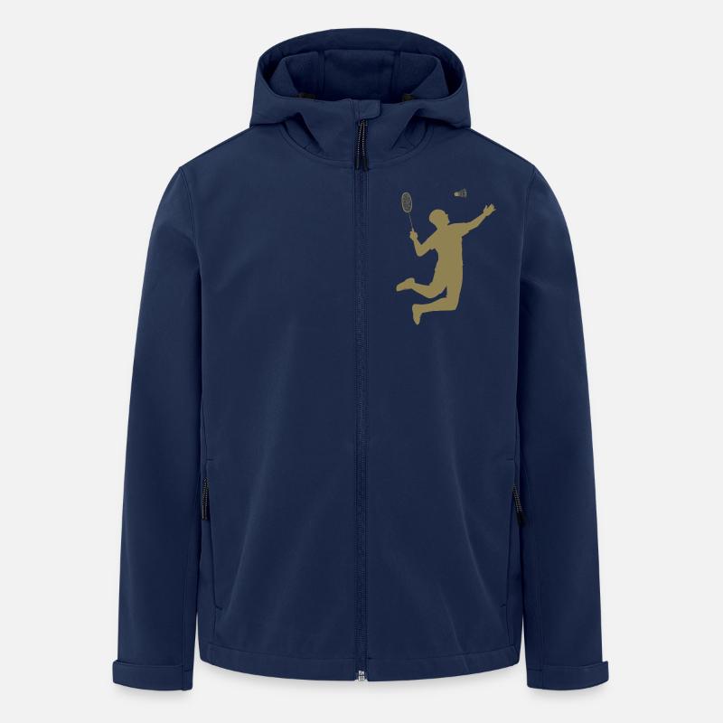 Design de silhouette de badminton minimaliste - Veste softshell homme en polyester recyclé Stanley/Stella - marine