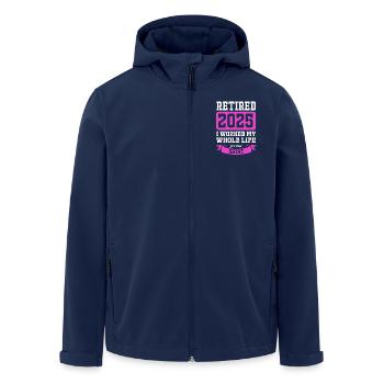 Ruhestand 2025 Rentner Rente Rentnerin - Recycelte Männer Softshell-Jacke von Stanley/Stella - Navy - Vorne - AI Model Male 185 light (185cm)