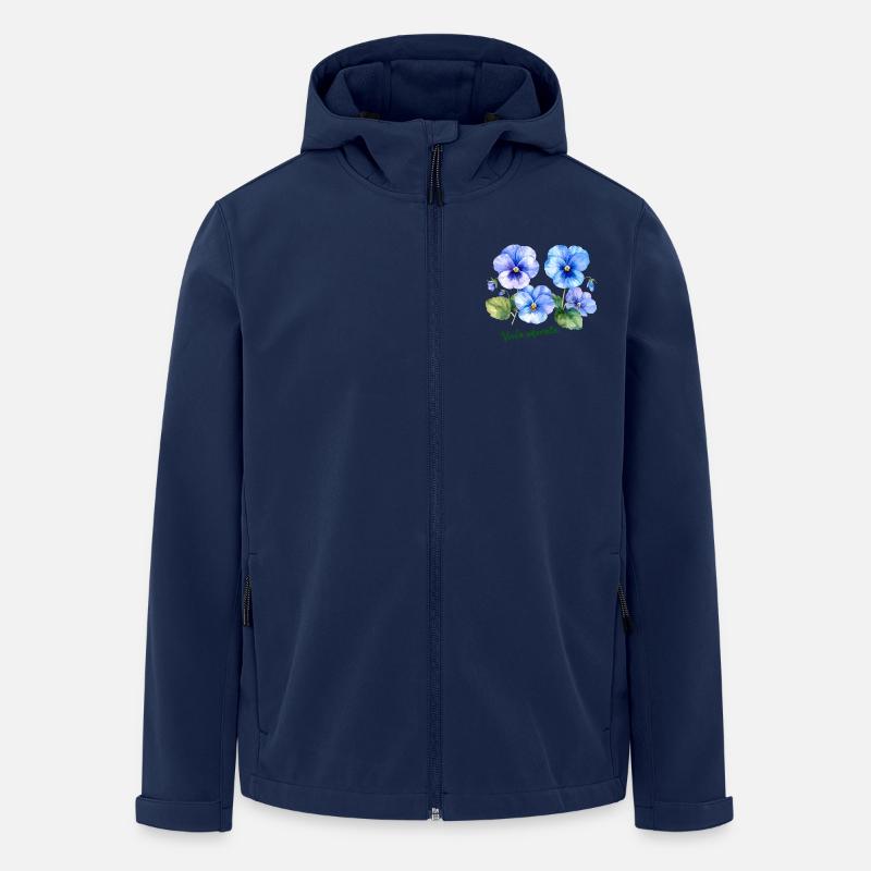 Viola odorata - botanical illustration - Men’s Recycled Softshell Jacket by Stanley/Stella - navy