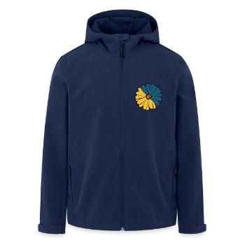Flower dark blue blue flower flowers blue-yellow - Men’s Recycled Softshell Jacket by Stanley/Stella - navy - Front - AI Model Male 185 light (185cm)