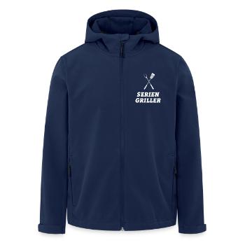 Serien Griller - Grillmeister - BBQ - Recycelte Männer Softshell-Jacke von Stanley/Stella - Navy - Vorne - AI Model Male 185 light (185cm)