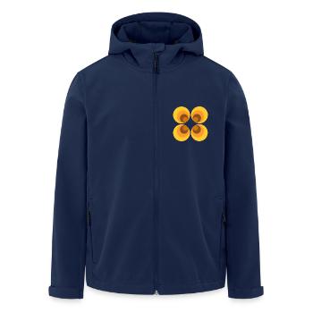70s Flower Pattern Yellow - Men’s Recycled Softshell Jacket by Stanley/Stella - navy - Front - AI Model Male 185 light (185cm)