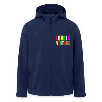 Love is vintage - Men’s Recycled Softshell Jacket by Stanley/Stella - navy - Front - AI Model Male 185 light (185cm)
