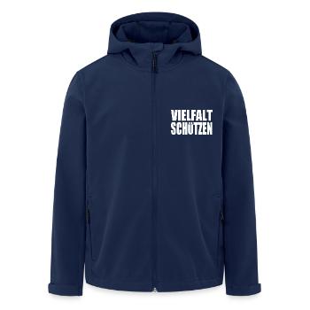 vielfalt schützen - Recycelte Männer Softshell-Jacke von Stanley/Stella - Navy - Vorne - AI Model Male 185 light (185cm)