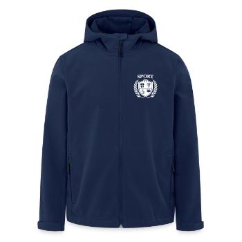 logo_sport_white_on_transparent - Recycelte Männer Softshell-Jacke von Stanley/Stella - Navy - Vorne - AI Model Male 185 light (185cm)
