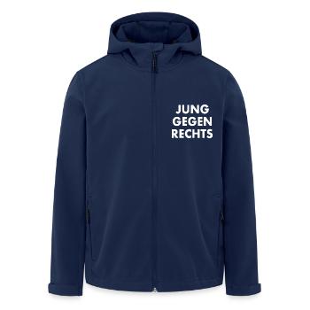 Jung gegen rechts - Recycelte Männer Softshell-Jacke von Stanley/Stella - Navy - Vorne - AI Model Male 185 light (185cm)