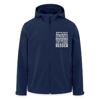 Busfahrer kein Klugscheißer lustige Sprüche - Recycelte Männer Softshell-Jacke von Stanley/Stella - Navy - Vorne - AI Model Male 185 light (185cm)