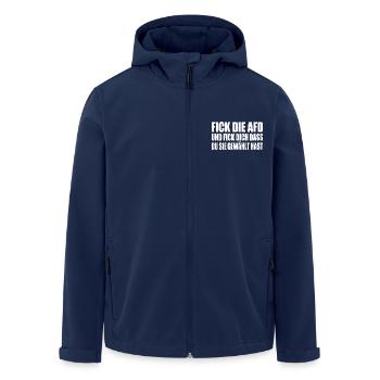 Fck afd - fick die afd - Recycelte Männer Softshell-Jacke von Stanley/Stella - Navy - Vorne - AI Model Male 185 light (185cm)