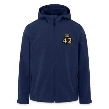 42 Zahl Krone - Recycelte Männer Softshell-Jacke von Stanley/Stella - Navy - Vorne - AI Model Male 185 light (185cm)