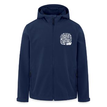 Cat and coffee is all I need - Men’s Recycled Softshell Jacket by Stanley/Stella - navy - Front - AI Model Male 185 light (185cm)