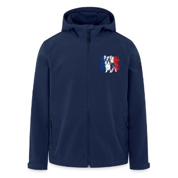 Bouledogue français Frenchie avec lunettes de soleil - Veste softshell homme en polyester recyclé Stanley/Stella - marine - Devant - AI Model Male 185 light (185cm)