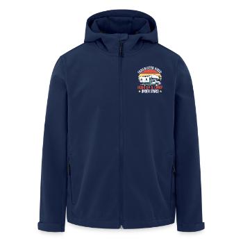 Nur Hier Für Das Camping Des Hook -Ups - Recycelte Männer Softshell-Jacke von Stanley/Stella - Navy - Vorne - AI Model Male 185 light (185cm)