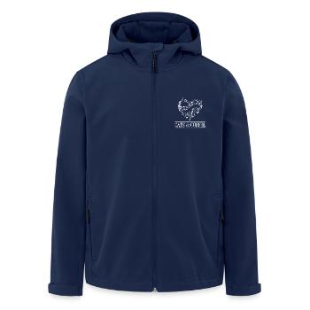 I love cats and coffee - Men’s Recycled Softshell Jacket by Stanley/Stella - navy - Front - AI Model Male 185 light (185cm)