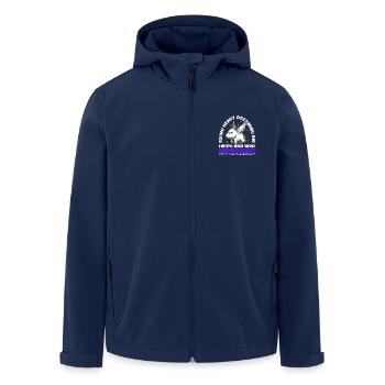 FLYING HEAVY DREAMING BIG - HIPPO AND BIRD - Men’s Recycled Softshell Jacket by Stanley/Stella - navy - Front - AI Model Male 185 light (185cm)