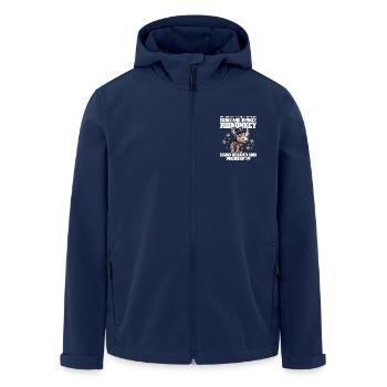 HARD HEADED AND PROUD OF IT - RHINO AND DONKEY - Men’s Recycled Softshell Jacket by Stanley/Stella - navy - Front - AI Model Male 185 light (185cm)