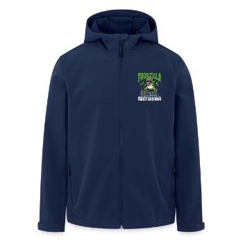 RIBBIT UND RUINE - FROGZILLA - Recycelte Männer Softshell-Jacke von Stanley/Stella - Navy - Vorne - AI Model Male 185 light (185cm)