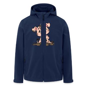 Dreckige Sau - Recycelte Männer Softshell-Jacke von Stanley/Stella - Navy - Vorne - AI Model Male 185 light (185cm)