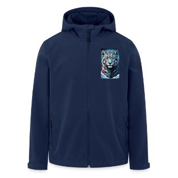 Schneeleopard | Leopard | Raubtier - Recycelte Männer Softshell-Jacke von Stanley/Stella - Navy - Vorne - AI Model Male 185 light (185cm)