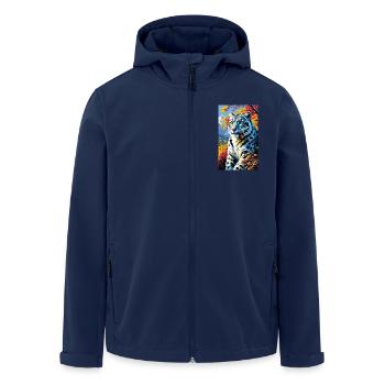 Schneeleopard | Leopard | Raubtier - Recycelte Männer Softshell-Jacke von Stanley/Stella - Navy - Vorne - AI Model Male 185 light (185cm)