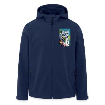 Schneeleopard | Leopard | Raubtier - Recycelte Männer Softshell-Jacke von Stanley/Stella - Navy - Vorne - AI Model Male 185 light (185cm)