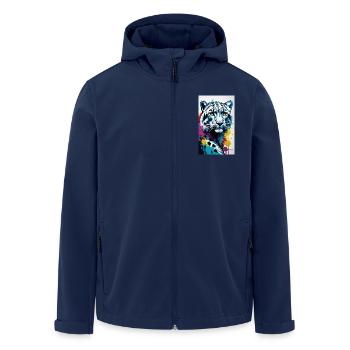 Schneeleopard | Leopard | Raubtier - Recycelte Männer Softshell-Jacke von Stanley/Stella - Navy - Vorne - AI Model Male 185 light (185cm)
