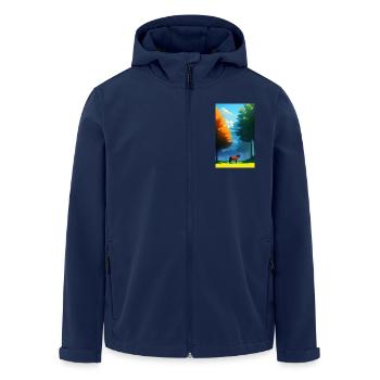 Pferd | reiten | Tier | Reittier | Bunt - Recycelte Männer Softshell-Jacke von Stanley/Stella - Navy - Vorne - AI Model Male 185 light (185cm)