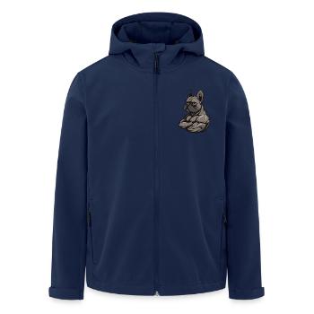 French Bulldog Dog Muscles Bodybuilding - Men’s Recycled Softshell Jacket by Stanley/Stella - navy - Front - AI Model Male 185 light (185cm)