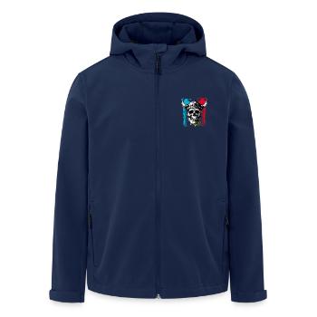 Skull with helmet and horns on splashes of paint - Men’s Recycled Softshell Jacket by Stanley/Stella - navy - Front - AI Model Male 185 light (185cm)