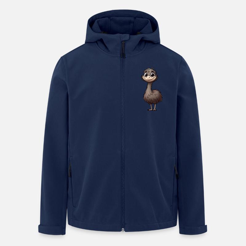 mignon émeu oiseau dessin animé heureux détendu - Veste softshell homme en polyester recyclé Stanley/Stella - marine
