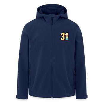 31 Number Comic - Men’s Recycled Softshell Jacket by Stanley/Stella - navy - Front - AI Model Male 185 light (185cm)