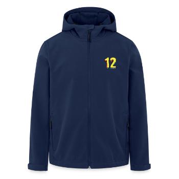 12 Zahl Comic - Recycelte Männer Softshell-Jacke von Stanley/Stella - Navy - Vorne - AI Model Male 185 light (185cm)