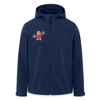Niedliche Capybara Gewichtheben Karikatur - Recycelte Männer Softshell-Jacke von Stanley/Stella - Navy - Vorne - AI Model Male 185 light (185cm)