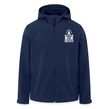 Pilates Enthusiasts Keep Calm & Breath Pilates - Men’s Recycled Softshell Jacket by Stanley/Stella - navy - Front - AI Model Male 185 light (185cm)
