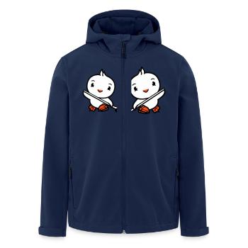 2 Vögel spielen Eishockey Sport Puck Zwei Schläger - Recycelte Männer Softshell-Jacke von Stanley/Stella - Navy - Vorne - AI Model Male 185 light (185cm)