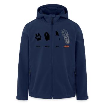Fuchs, Reh, Eber, Jäger, Trittsiegel, Fährte - Recycelte Männer Softshell-Jacke von Stanley/Stella - Navy - Vorne - AI Model Male 185 light (185cm)