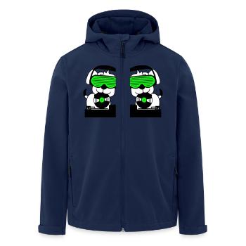 2 Hunde DJ Vinyl Schallplatte Club Disko Musik Duo - Recycelte Männer Softshell-Jacke von Stanley/Stella - Navy - Vorne - AI Model Male 185 light (185cm)