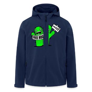 Free Hugs Cactus Hug Face Sad Shield - Men’s Recycled Softshell Jacket by Stanley/Stella - navy - Front - AI Model Male 185 light (185cm)