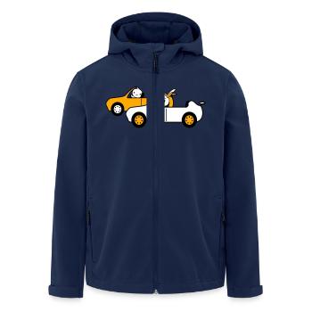 Hase Vogel Küken 2 Auto fahren Team Zwei Freunde - Recycelte Männer Softshell-Jacke von Stanley/Stella - Navy - Vorne - AI Model Male 185 light (185cm)