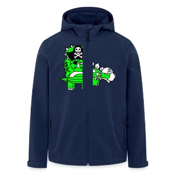 Triceratops Stegosaurus 2 Dinosaur Pirate Dino - Men’s Recycled Softshell Jacket by Stanley/Stella - navy - Front - AI Model Male 185 light (185cm)