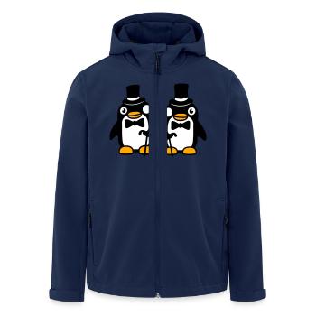 2 Penguin Gentlemen Sir Mr. Top Hat Monocle - Men’s Recycled Softshell Jacket by Stanley/Stella - navy - Front - AI Model Male 185 light (185cm)