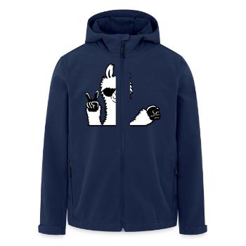 Llama Sunglasses Peace Fist Pump Team Welcome - Men’s Recycled Softshell Jacket by Stanley/Stella - navy - Front - AI Model Male 185 light (185cm)
