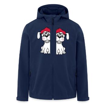 2 Dogs Nerd Horn-Rimmed Glasses Geek Braces Smart - Men’s Recycled Softshell Jacket by Stanley/Stella - navy - Front - AI Model Male 185 light (185cm)
