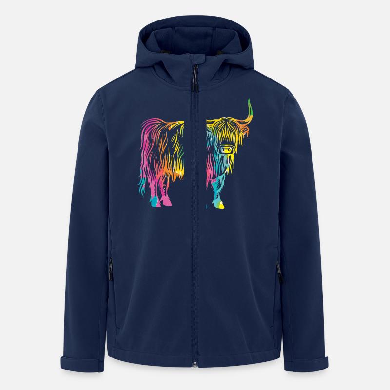 Cow Cattle Highland Cattle - Men’s Recycled Softshell Jacket by Stanley/Stella - navy