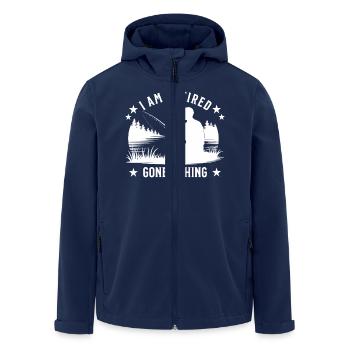 Ich bin im Ruhestand - Angeln gegangen - Fisherman Silhouette - Recycelte Männer Softshell-Jacke von Stanley/Stella - Navy - Vorne - AI Model Male 185 light (185cm)