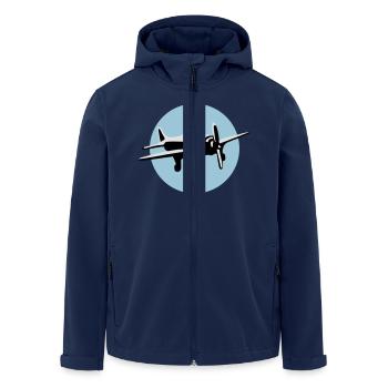 wings_of_steel_b_3c - Men’s Recycled Softshell Jacket by Stanley/Stella - navy - Front - AI Model Male 185 light (185cm)