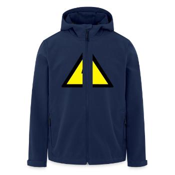 Schild Strom Blitz Hochspannung - Recycelte Männer Softshell-Jacke von Stanley/Stella - Navy - Vorne - AI Model Male 185 light (185cm)