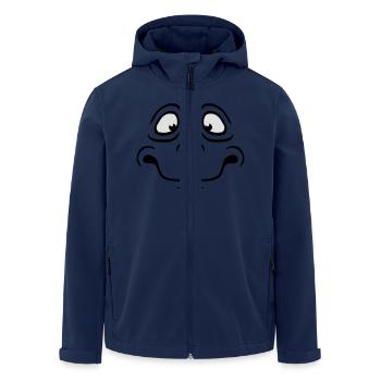 Unsicheres Ängstliches Comic Cartoon Gesicht - Recycelte Männer Softshell-Jacke von Stanley/Stella - Navy - Vorne - AI Model Male 185 light (185cm)